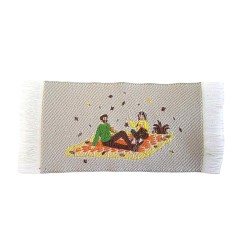 Dolls House Tapestry Rug Woven Picnic Scene Miniature Wall or Floor Accessory