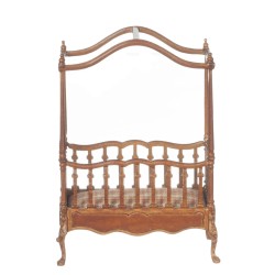 Dolls House Victorian Cot Crib Walnut 1:24 Scale Half Inch JBM Nursery Furniture