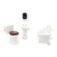 Dolls House Plain White Bathroom Furniture Set Miniature Porcelain 4 piece Suite