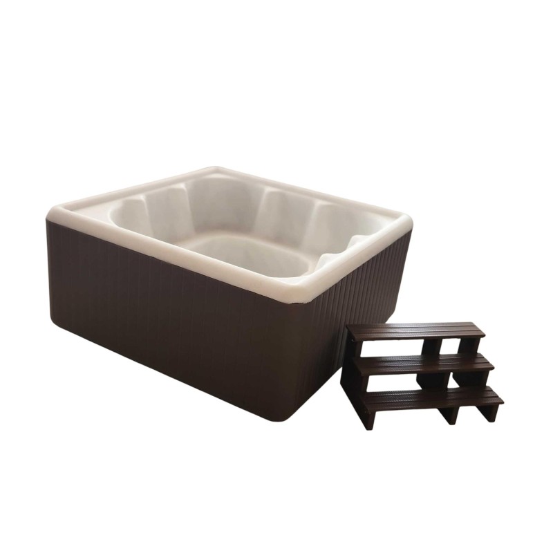Dolls House Hot Tub Brown Square Miniature Garden Spa 1:12 Outdoor Furniture
