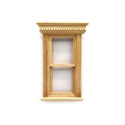 Dolls House Working Sash Window with Dentil Moulding Wooden Victorian 1:12 Scale