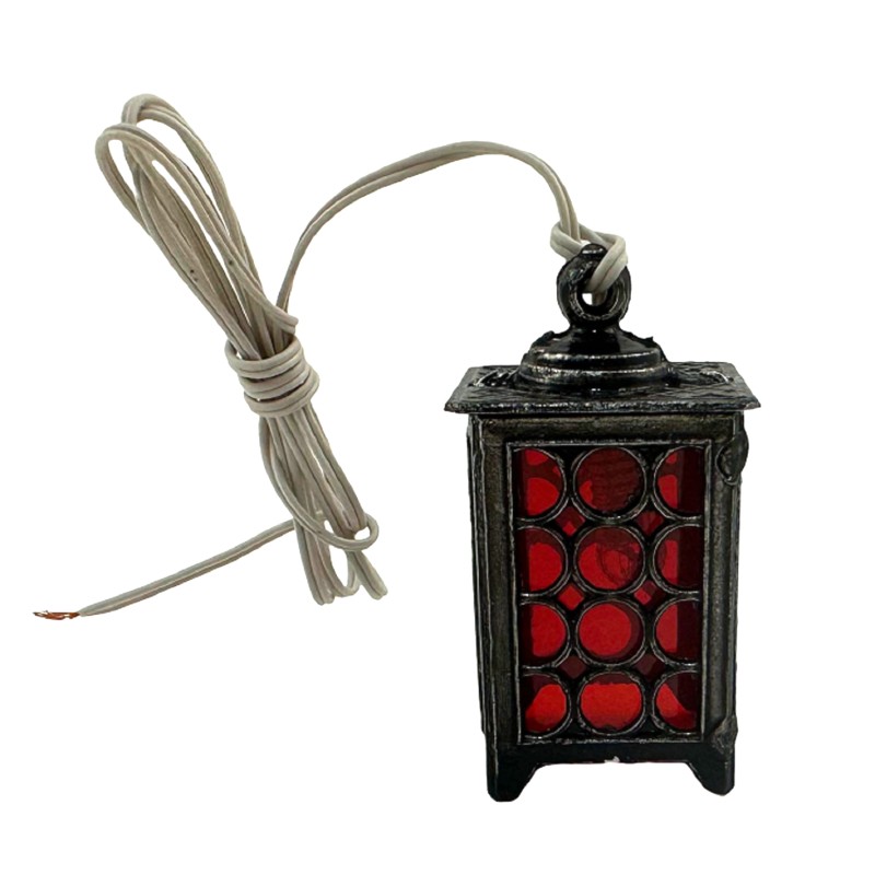 Dolls House Moorish Lantern Black Red Glow Hanging Electric Ceiling Light 12V