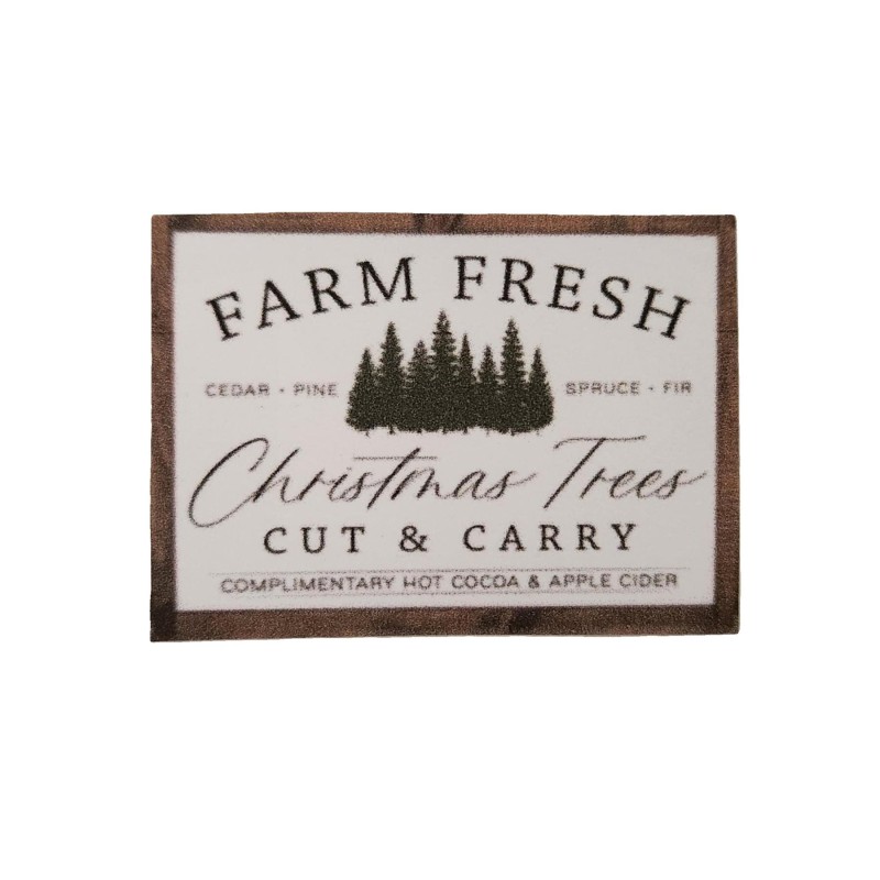 Farm Fresh Christmas Tree Sign Dolls House Miniature Accessory 1:12 Scale Card