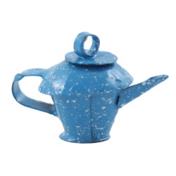 Dolls House Blue Spatterware Tea Kettle Teapot Coffee Pot Kitchen Accessory