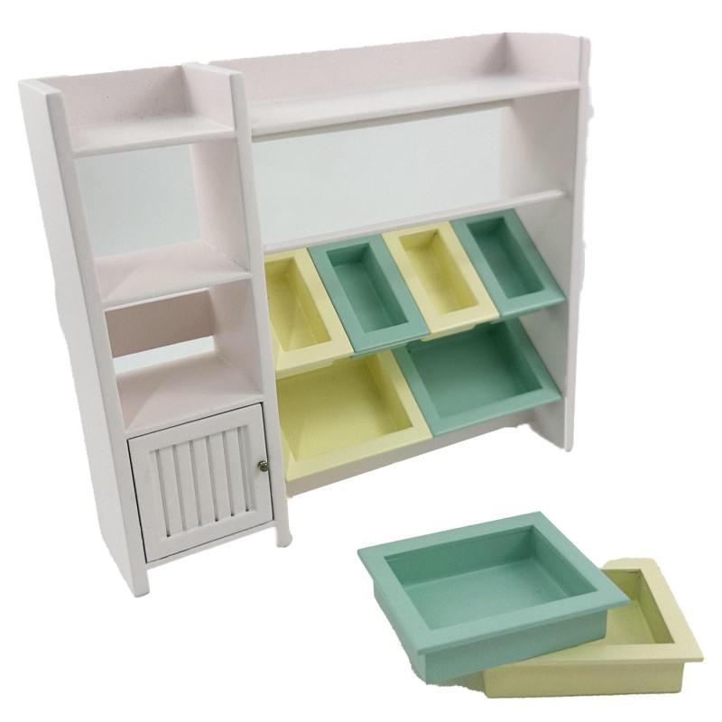 Dolls House Storage Cabinet Shelf Unit JBM Toy Room Nursery Furniture Pink 1:12