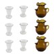 Dolls House Brown Water Jug Lemonade Pitchers & Six Glasses Kitchen Accessory