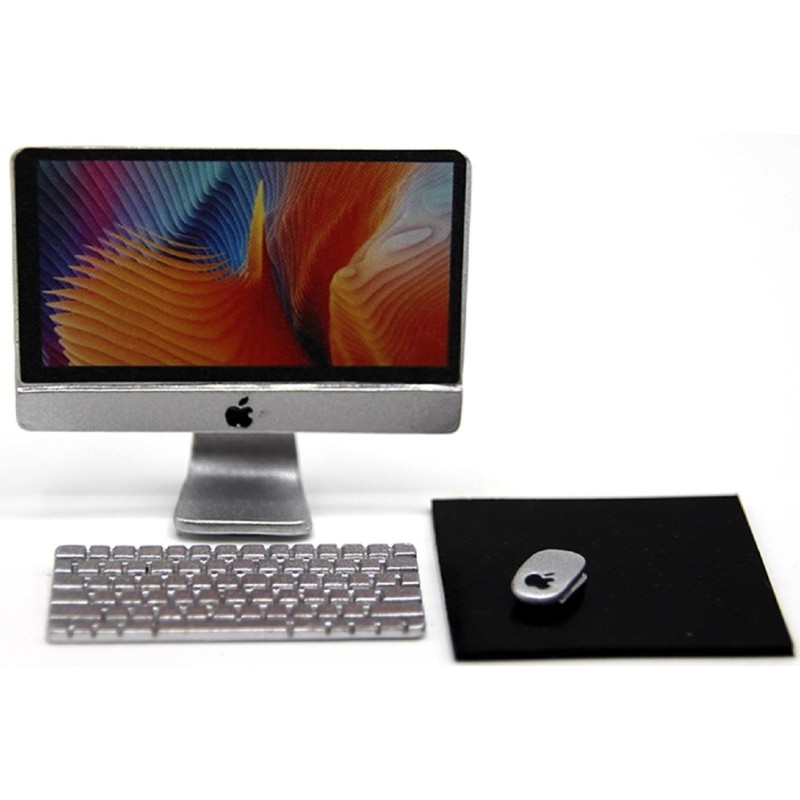 Dolls House PC Computer Bundle Monitor Keyboard Mouse Modern Study Accessory