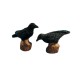 Dolls House Crows Perched on Logs Black Garden Birds Witch Halloween Accessory