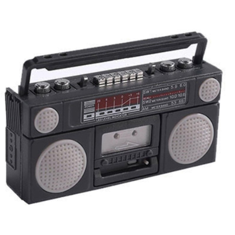 Dolls House Radio Cassette Player Black 1980's Accessory 1:12 Scale Non-Working