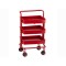 Dolls House Utility Cart Storage Trolley 3 Tier Rolling Organiser Red Shelf Rack