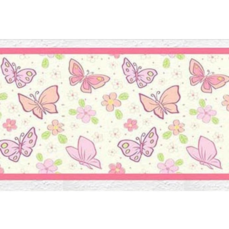 Dolls House Butterfly Wallpaper Border 1:24 1/2in Miniature Bedroom Print Pink