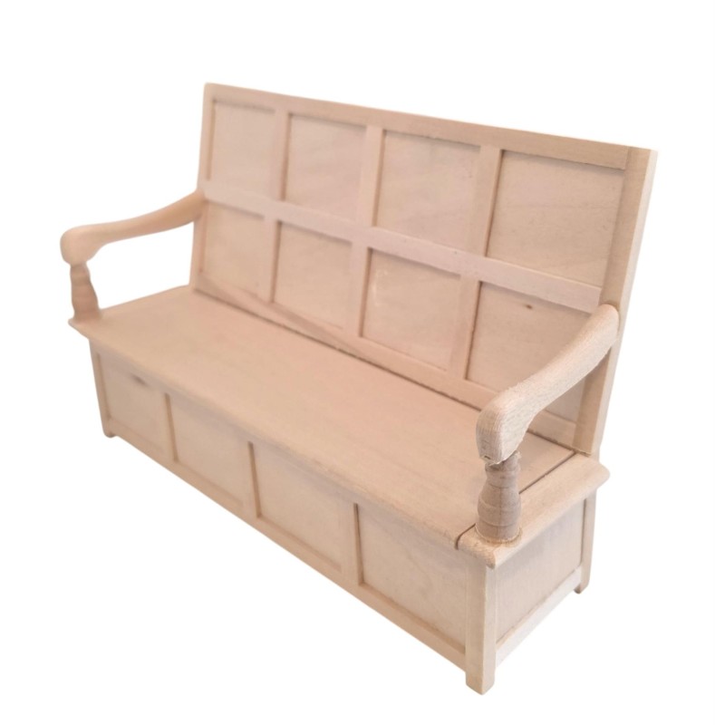 Dolls House Bench High Back Unfinished Bare Wood Medieval Settle Dolls House Bench High Back Unfinished Bare Wood Medieval Settle