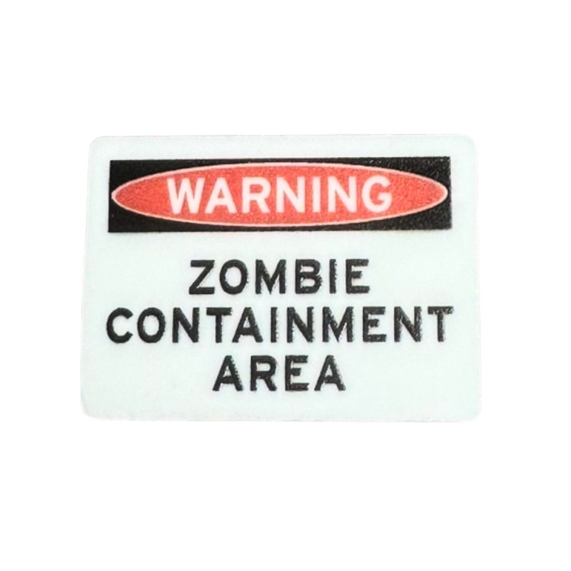 Dolls House Warning Zombie Containment Area Sign 1:12 Scale Halloween Accessory
