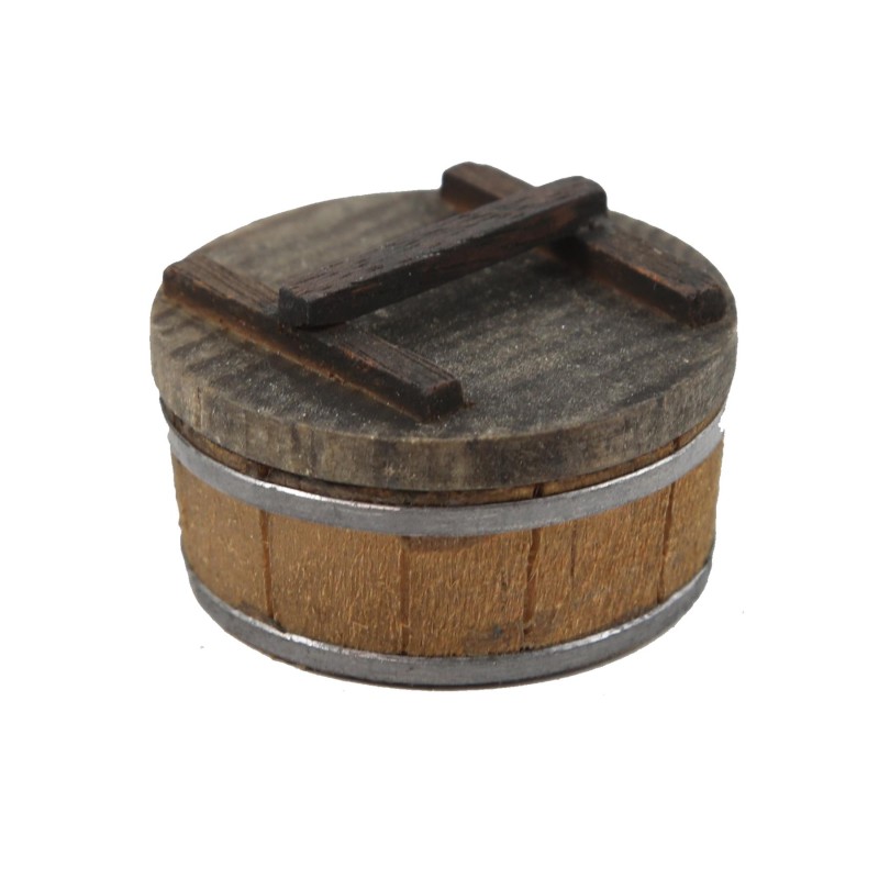 Dolls House Round Bucket Barrel Tub Rustic Wooden Kitchen Accessory 1:12 Scale