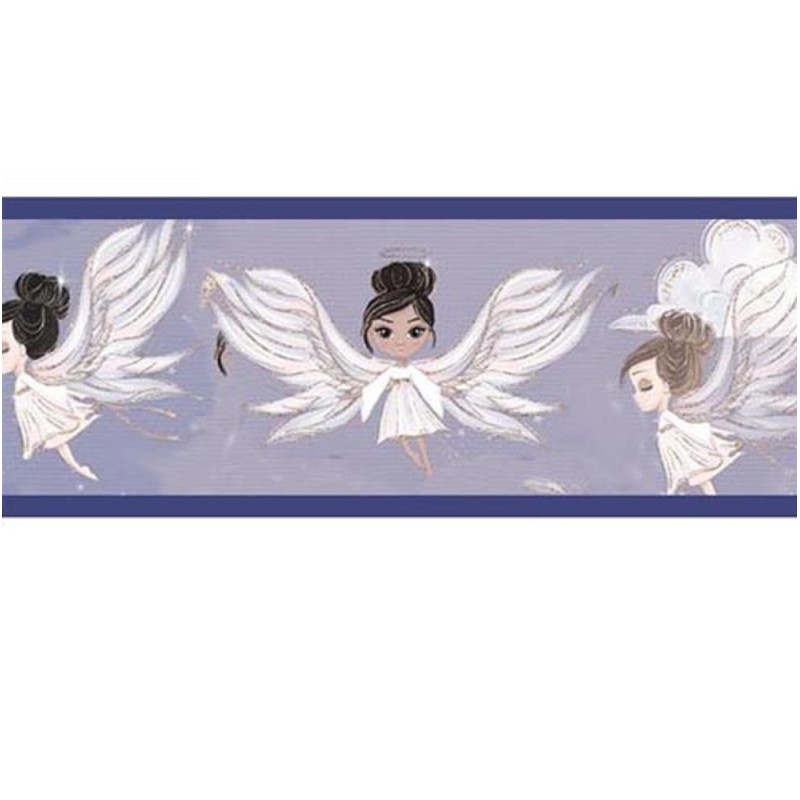 Dolls House Nursery Wallpaper Border Modern Angels 1:24 1/2 inch Miniature Print