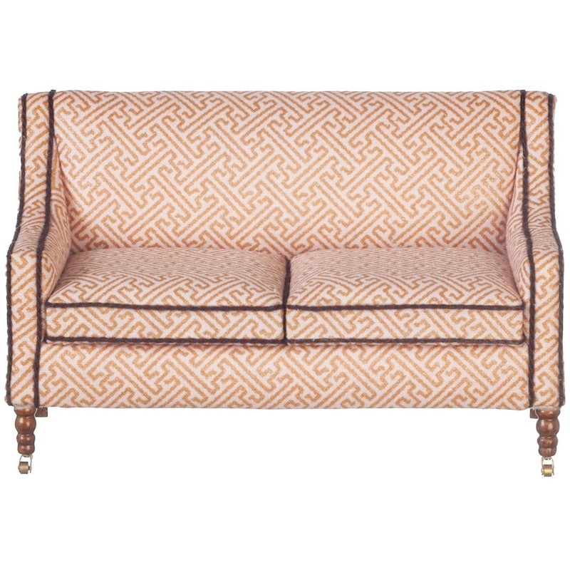 Dolls House Sofa Pink Fabric 2 Seater Fauteuil Settee JBM Living Room Furniture