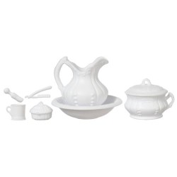 Dolls House White Jug & Bowl Chrysnbon Victorian Bedroom Accessory 1:12 Scale