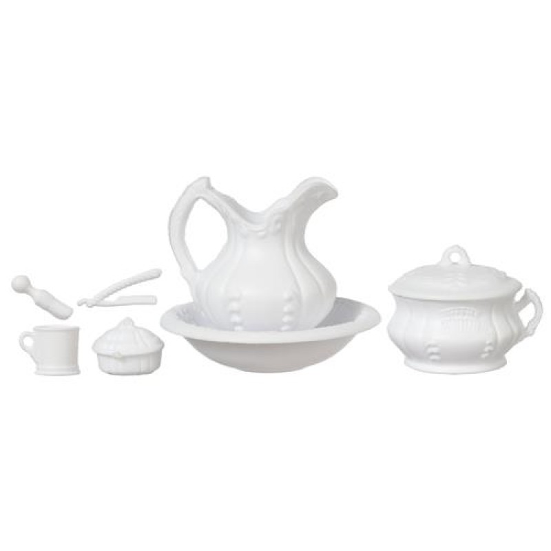 Dolls House White Jug & Bowl Chrysnbon Victorian Bedroom Accessory 1:12 Scale