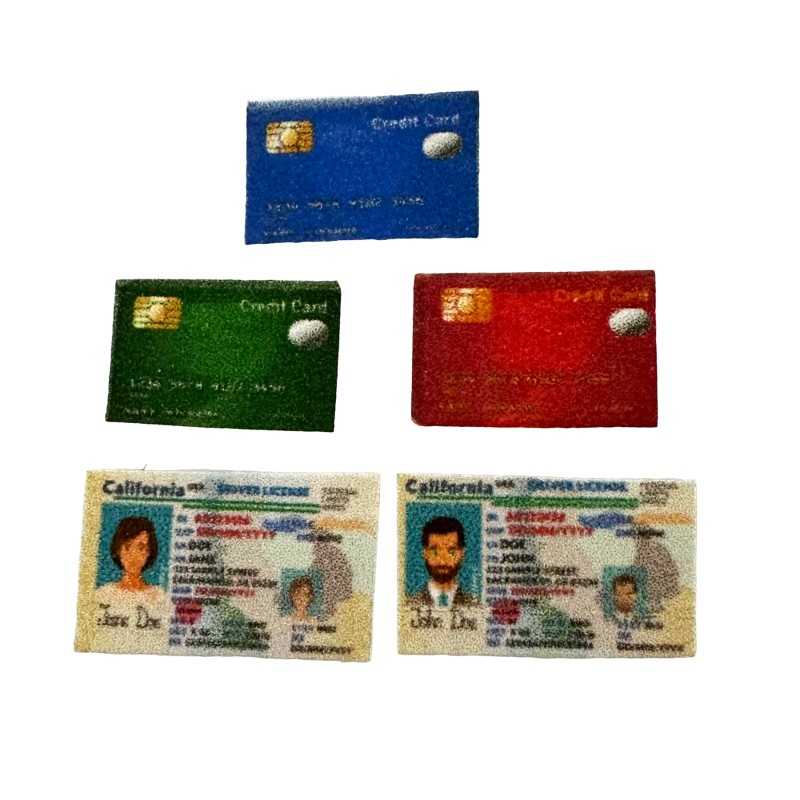 Dolls House Miniature Credit Card and Driving License 1:12 scale