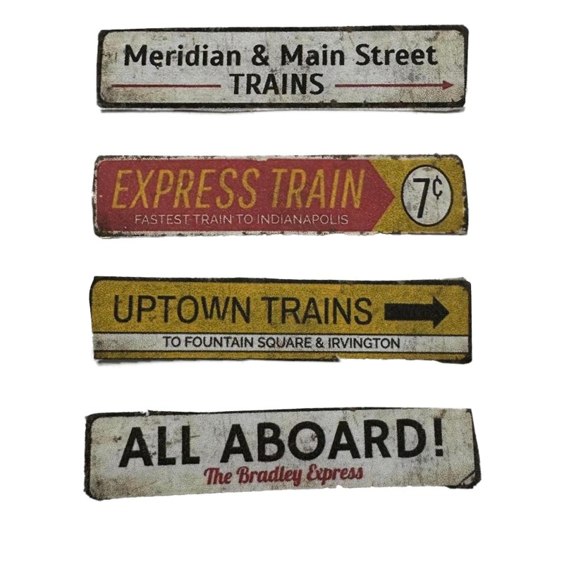 Dolls House Trainspotter Wall Decor Accessory Set Vintage Platform Signs Card