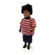 Dolls House Boy in Red Striped Top & Jeans Modern 1:12 Porcelain Doll People