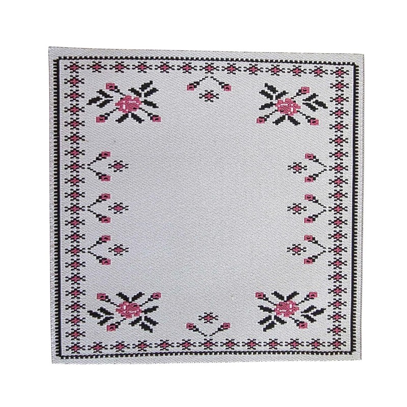 Dolls House Silver Grey Rug Cross Stitch Design Miniature Accessory Small Square