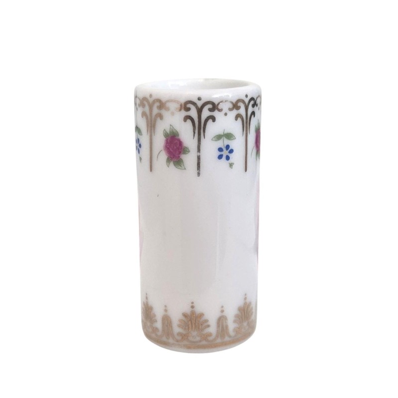 Dolls House Umbrella Stand Porcelain White Gold Floral 1:12 Scale Dolls House Umbrella Stand Porcelain White Gold Floral 1:12 Scale