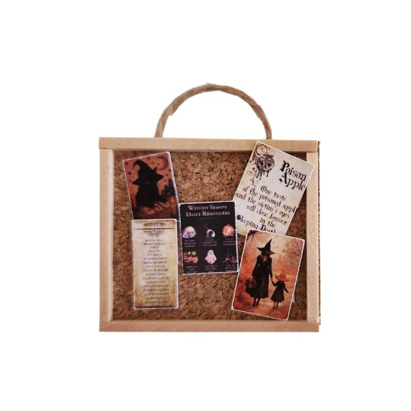 Dolls House Witches Notice Board Halloween Cork Memo Pin Wall Accessory 1:12
