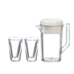 Dolls House Jug and Tumbler Set Pitcher & Glasses Miniature Drinks Accessory 1:12