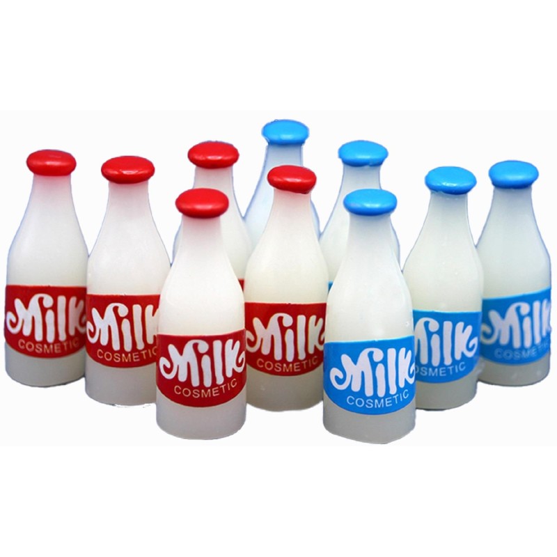 Dolls House Fresh Milk Dairy Bottles & Stickers Kitchen Shop Grocery Accessory