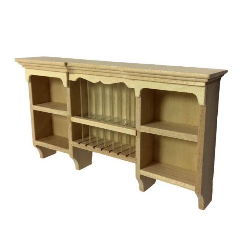 Dolls House Unfinished Wall Unit with Plate Rack Bare Wood Kitchen Furniture
