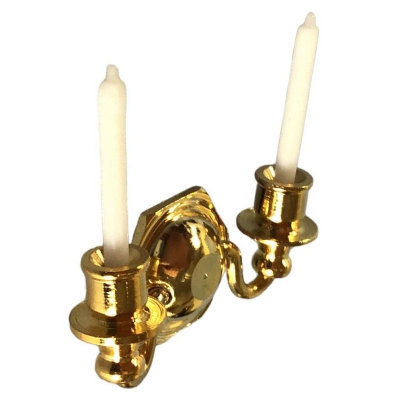 Dolls House Candle Wall Sconce Gold Non Working Miniature Light 1:12 Accessory