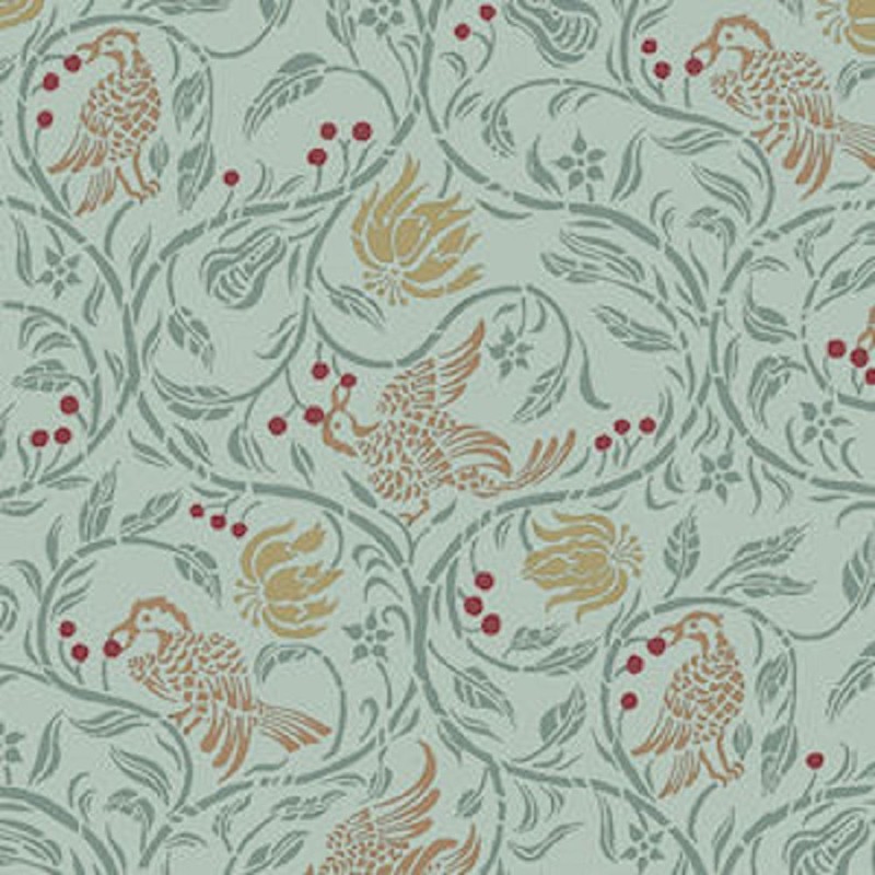Dolls House Wallpaper Birds & Berries Green 1:24 Scale Miniature Print x 3 Dolls House Wallpaper Birds & Berries Green 1:24 Scale Miniature Print x 3