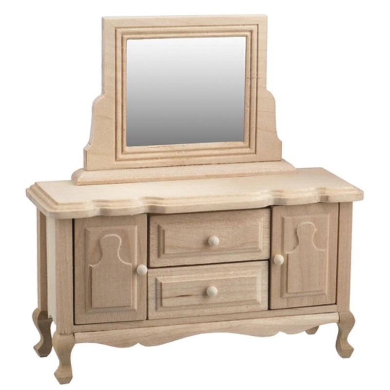 Dolls House Unfinished Vanity Dressing Table 1:12 Bare Wood Bedroom Furniture