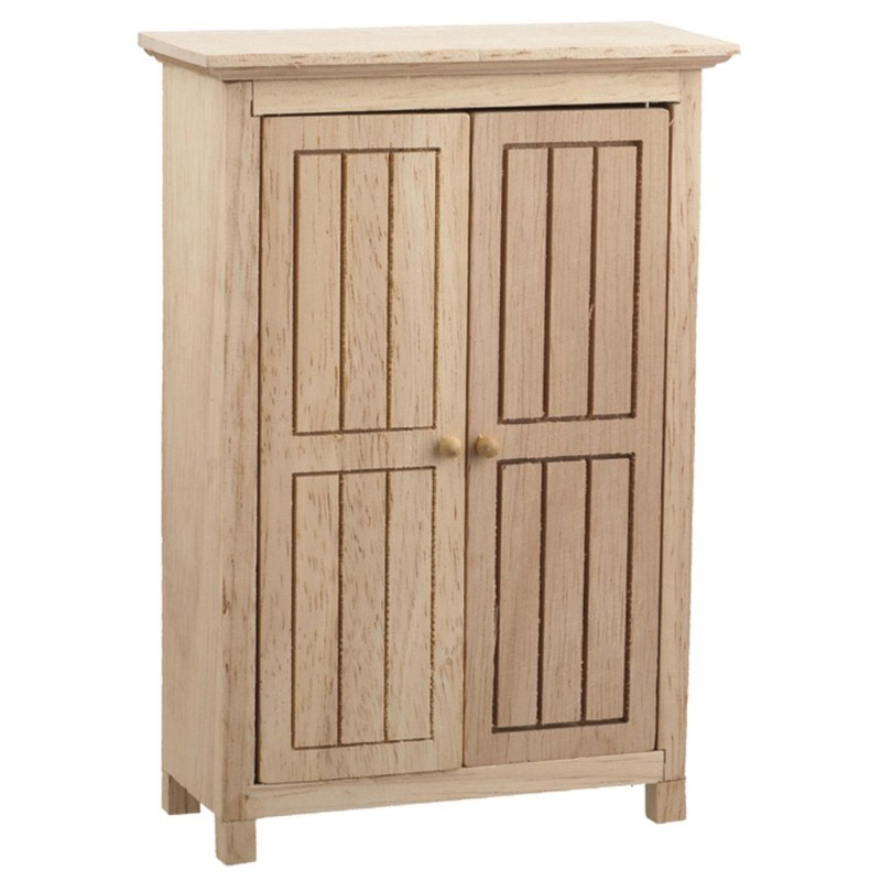 Dolls House Bare Wood Beadboard Wardrobe Unfinished Armoire Bedroom Furniture