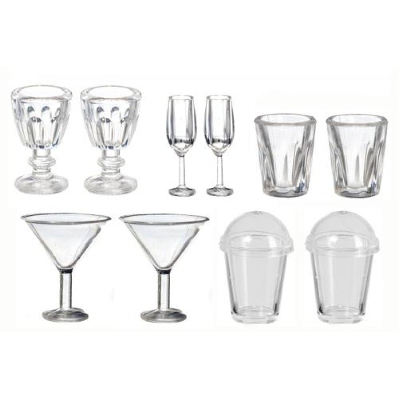 Dolls House Glasses Wine Martini Tumbler Flute Frappe Cup Drinks Bar Accessory