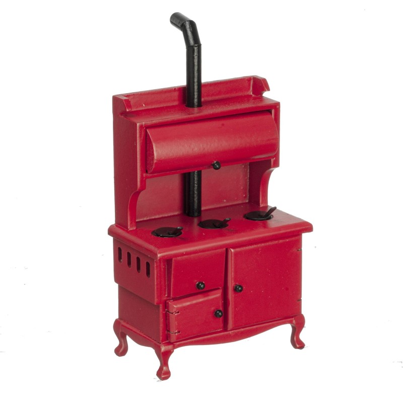 Dolls House Red Wood Stove Victorian Cooker on Legs Miniature Kitchen Furniture
