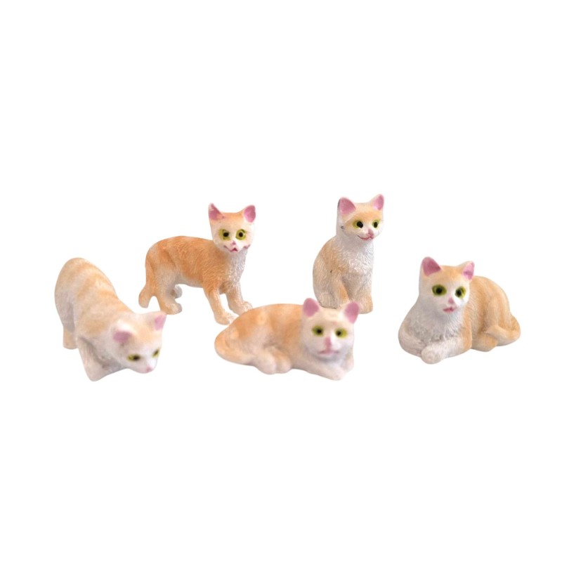 Dolls House 5 Ginger Cats Sitting Standing Lying 1:12 Scale Pets Dolls House 5 Ginger Cats Sitting Standing Lying 1:12 Scale Pets