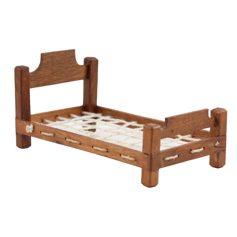 Dolls House Early American Single Wooden Bed Frame Pioneer Bedroom Furniture