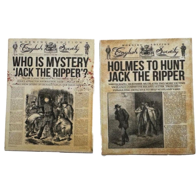 Dolls House Newspaper Covers Jack the Ripper Murder Headlines 1:12 Accessory