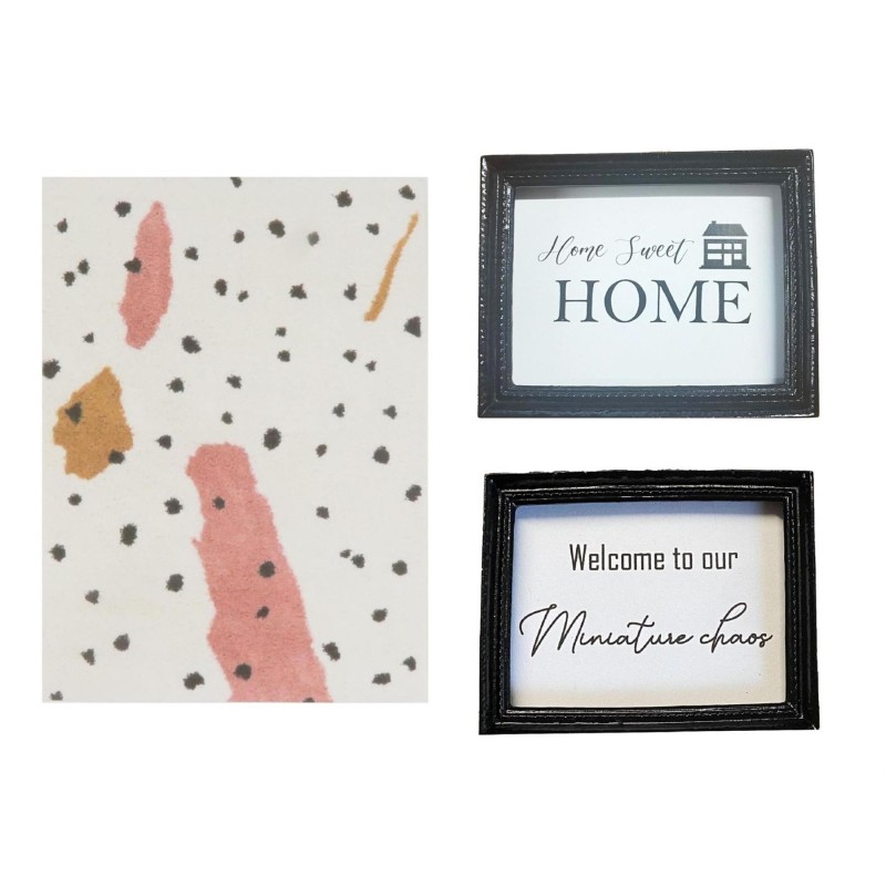 Dolls House Black Pink Living Room Bundle Modern 1:12 Home Decor Accessory Set Dolls House Black Pink Living Room Bundle Modern 1:12 Home Decor Accessory Set
