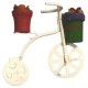 Dolls House White Tricycle Trike Plant Stand & Flowers Garden Outdoor Accessory