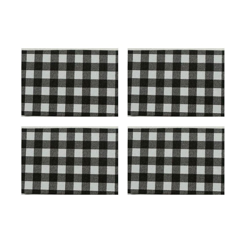 Dolls House Black & White Check Placemats Table Mats Dining Room Accessory 1:12