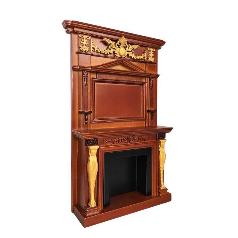 Dolls House Figurehead Fireplace Walnut Platinum Collection Furniture Miniature