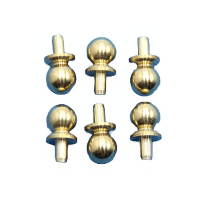 Dolls House 6 Traditional Door Knobs Round Gold Brass Handles 1:12 Scale Fitting