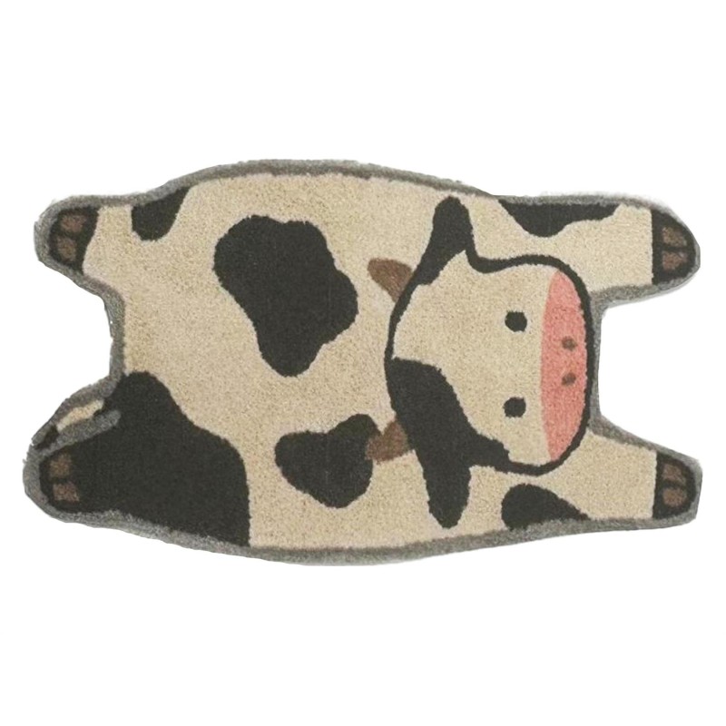 Dolls House Cow Rug Modern Animal Play Mat Nursery Accessory Printed Card