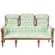 Dolls House Sofa French Settee Green Floral Walnut JBM Living Room Furniture