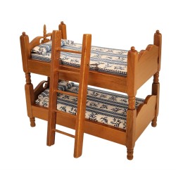 Dolls House Small Bunk Beds Or Twin Beds Walnut Miniature 1:12 Bedroom Furniture