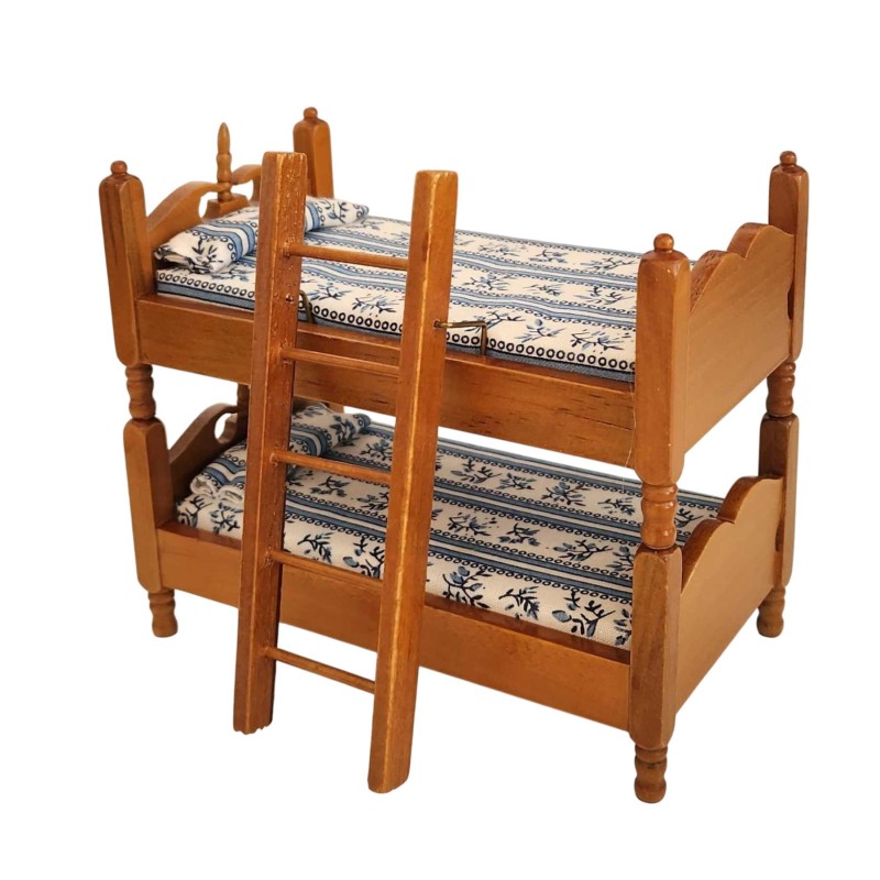 Dolls House Small Bunk Beds Or Twin Beds Walnut Miniature 1:12 Bedroom Furniture