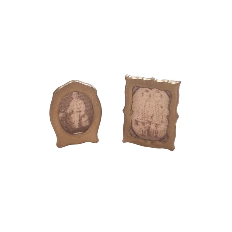 Dolls House 2 Small Photo Frames Free Standing Miniature Chrysnbon Accessory